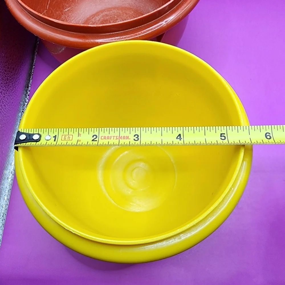 2 Tupperware Servalier Bowls -no lids- Yellow Orange Vintage